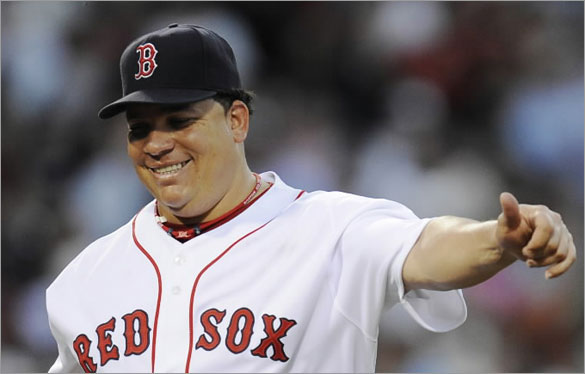 Bartolo Colon ends the top of the fourth inning as the Boston Red Sox host the Baltimore Orioles in a MLB game played at Fenway Park in Boston, MA Wednesday, June 11, 2008