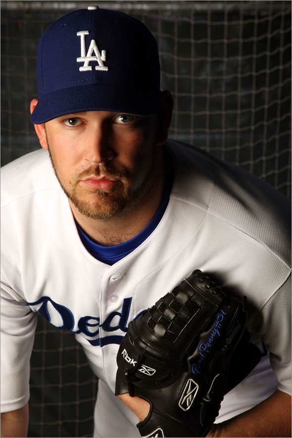 Brad Penny poses during Dodgers Photo Day on February 24, 2008 at Holman Stadium in Vero Beach, Florida.