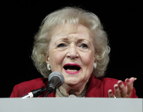 Actress Betty White speaks during the American Women in Radio and Television 2010 Genii Awards at the Skirball Cultural Center on April 14, 2010 in Los Angeles, California.