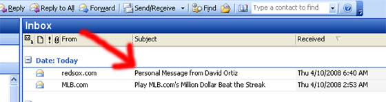 Personal e-mail from Big Papi