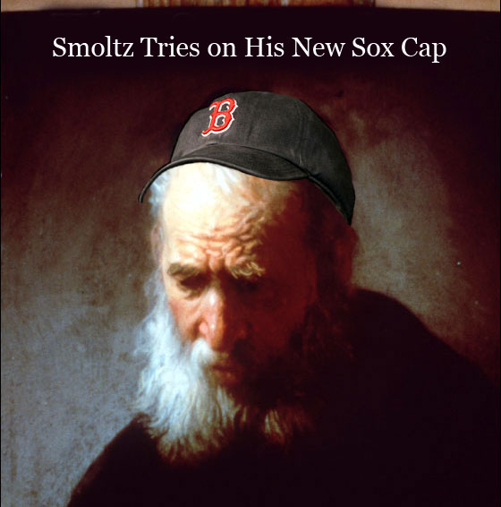 BDD -- John Smoltz tries on his Sox cap