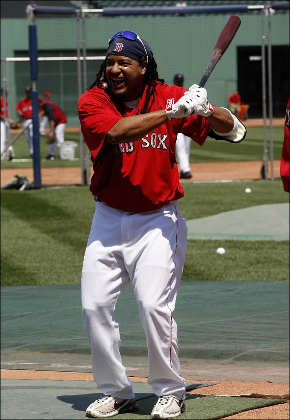 Boston Red Sox left fielder Manny Ramirez participated in today's batting practice and was in today's starting lineup.