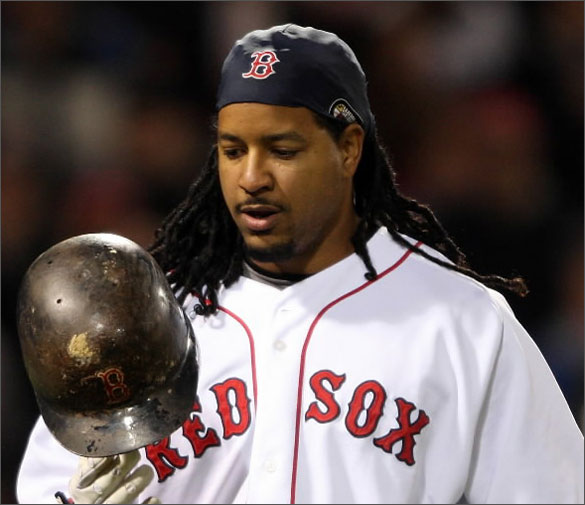 Manny Ramirez #24 of the Boston Red Sox heads to the dugout after he struck out in the bottom of the ninth inning against the Toronto Blue Jays on May 1, 2008 at Fenway Park in Boston, Massachusetts. The Blue Jays defeated the Red Sox 3-0. 