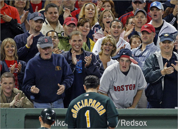 After he popped out while pinch hitting in the eighth inning, Oakland's Nomar Garciaparra heard a lot of noise from the fans behind the visitor's dugout as he returned.