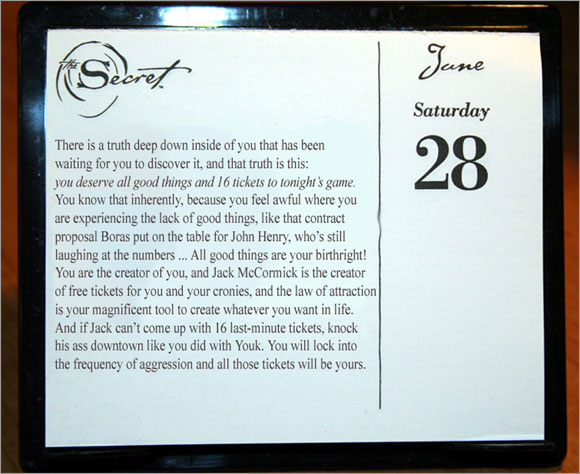 Manny's Secret of the Day calendar for June 28