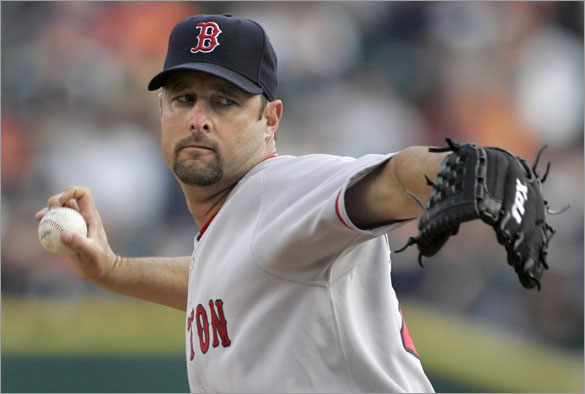Red Sox starter Tim Wakefield pitches against the Detroit Tigers in the first inning of a baseball game Tuesday, May 6, 2008, in Detroit.
