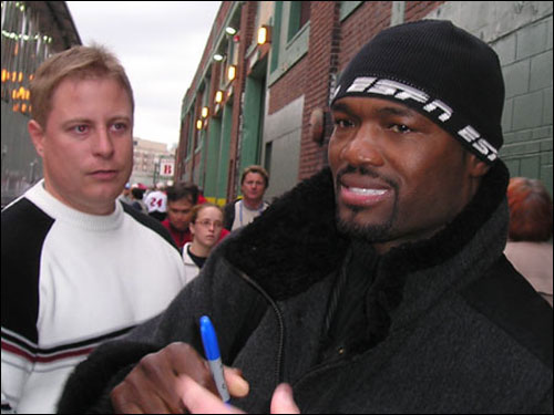 ESPN analyst Harold Reynolds was a popular figure on Yawkey Way before Game 1 of the 2004 World Series