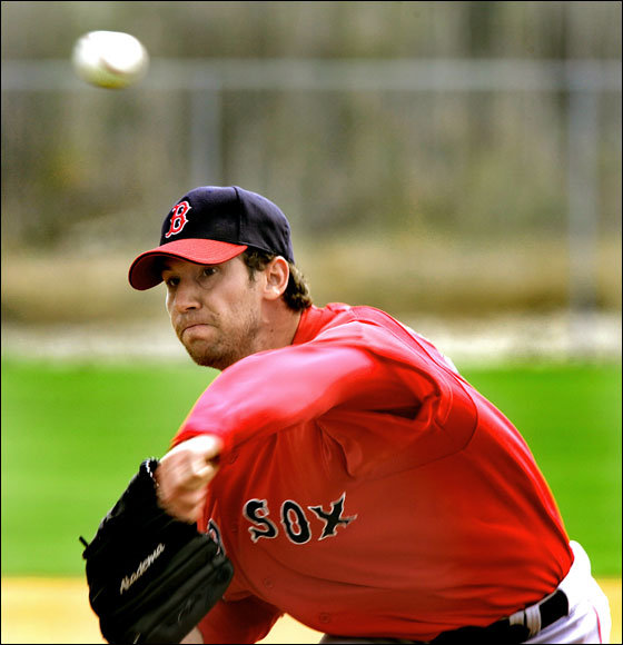 Red Sox Spring Training at the Red Sox Player Development Complex. Craig Breslow  is hoping to stand out among the many young pitching arms in training camp.
