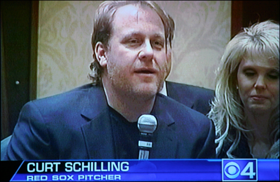 Curt Schilling, who was in Warwick, ,Rhode Island yesterday to receive the Lou Gehrig award