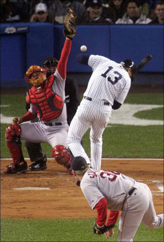 October 19, 2004, Schill goes high and tight on A-Rod