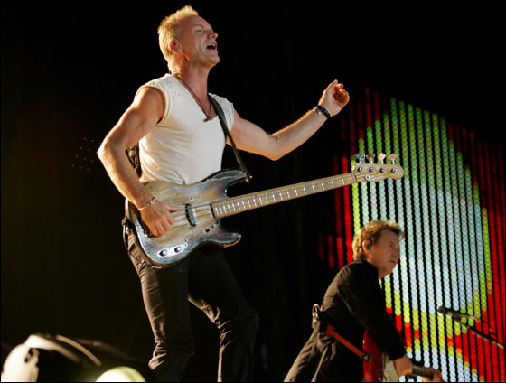 Sting and Andy Summers during the Police concert at Fenway Park Saturday evening.