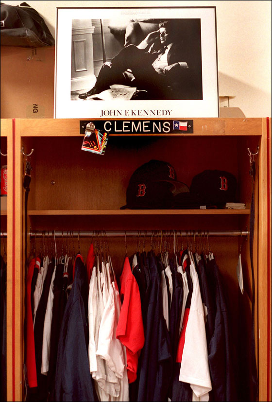 Roger's locker following the last game of the 1995 season.