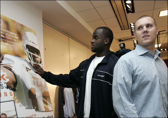 Reebok in Canton welcomed Vince Young at their headquarters today. Vince Young (left) standout from The University of Texas Longhorns, and Jonathan Papelbon of the Red Sox.