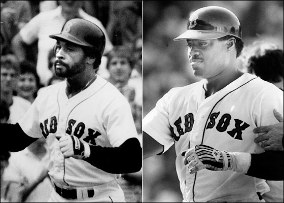 7.4.06: Mike Easler greeted at home by Bill Buckner after hitting a home run, 8.31.86: Don Baylor gets congratulations after his home run
