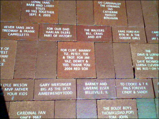 Red Sox tribute brick at Busch Stadium