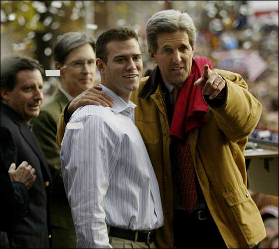 Theo on the John Kerry campaign trail in New Hampshire, Oct.31, 2004