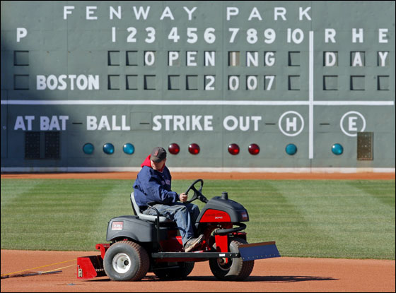  Workers were out in force this afternoon getting Fenway Park ready for Tuesday afternoon's Opening Day game vs. the Seattle Mariners. 