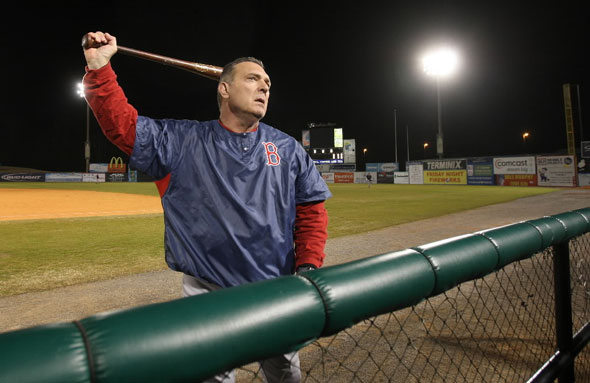 MOBILE, ALABAMA- February, 27, 2010:  Former Red Sox  Bernie Carbo started the Diamond Club Ministry to worship Jesus Christ. He recently ran a baseball fantasy camp at Hank Aaron Stadium to mix baseball and religion. Here he loosens up before an at bat.