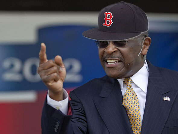 Radio host and former Godfather's Pizza CEO Herman Cain announces his bid for the 2012 Red Sox managerial nomination Oct. 27
