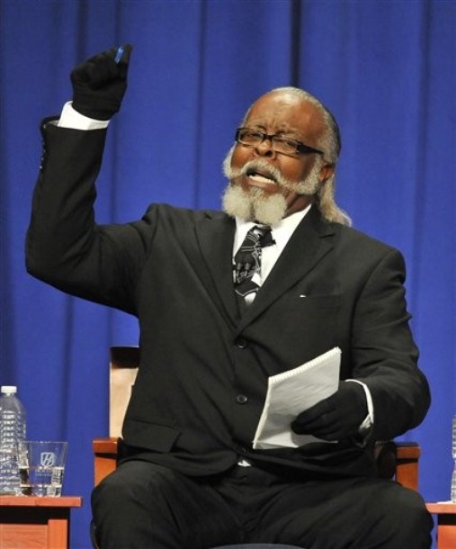 Jimmy McMillan, candidate for Rent is 2 Damn High party makes a point during the 2010 New York State Gubernatorial debate held at Hoftstra University in Hempstead, N.Y. on Monday, Oct. 18, 2010.